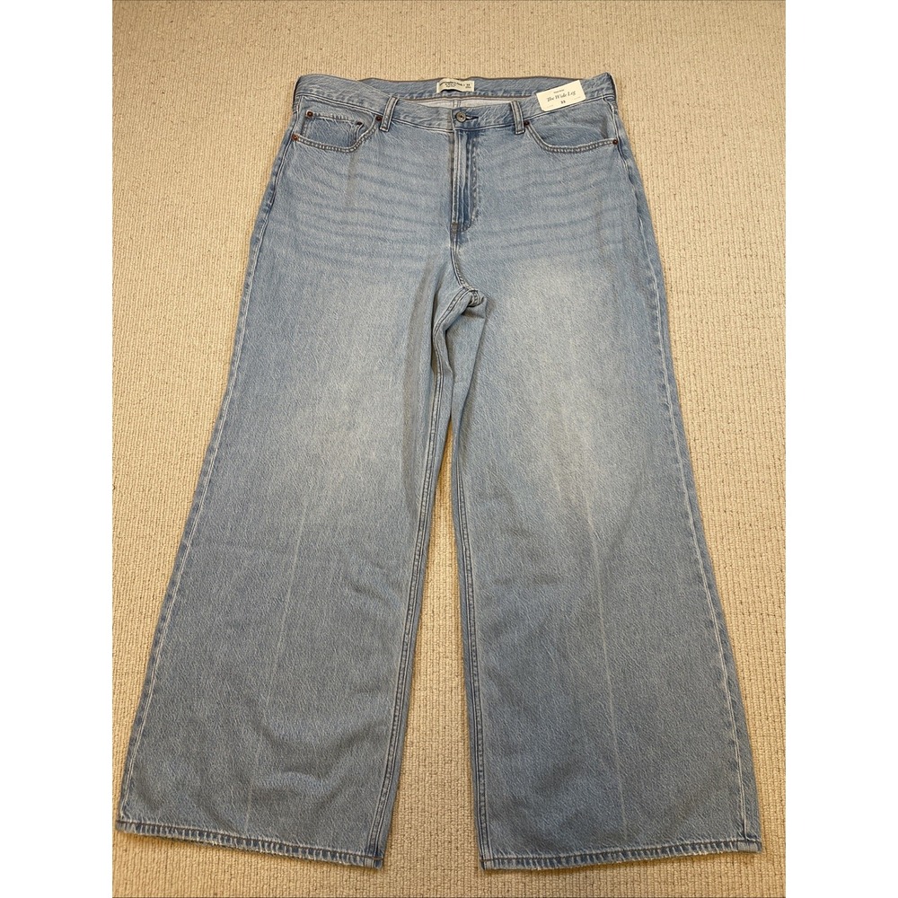Abercrombie & Fitch Women's 33 The Wide Leg High Rise Jeans Blue Light Wash